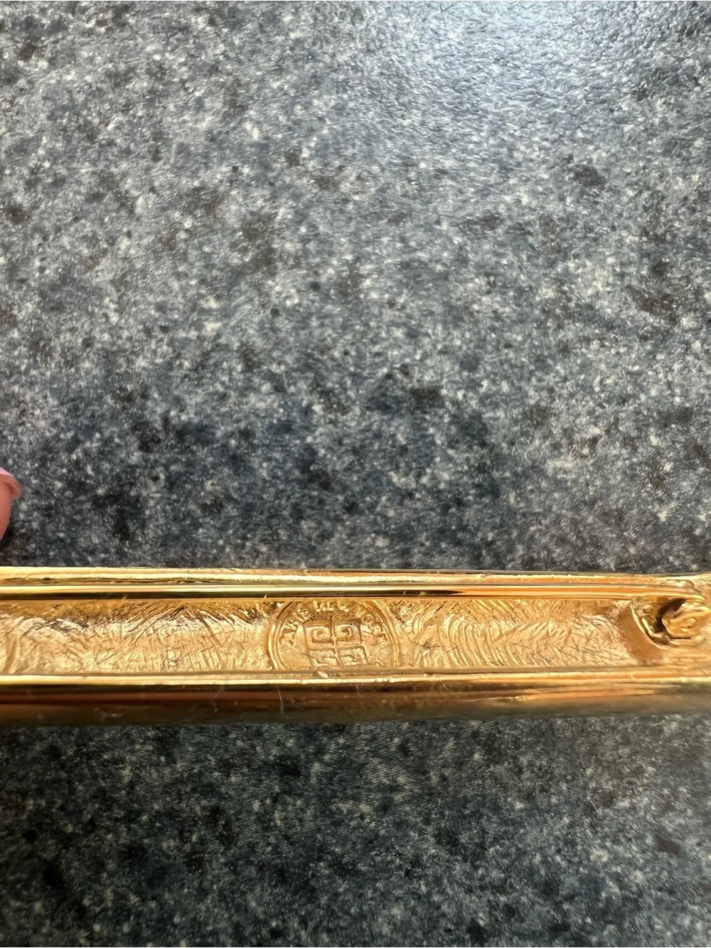 Givenchy Gold Engraved Bar Brooch